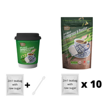Load image into Gallery viewer, 2-in-1 100% Lemongrass & Pandan Tea with Brown Raw Sugar Cup