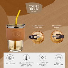 Load image into Gallery viewer, Coffeehock&#39;s Glass Cup with Straw
