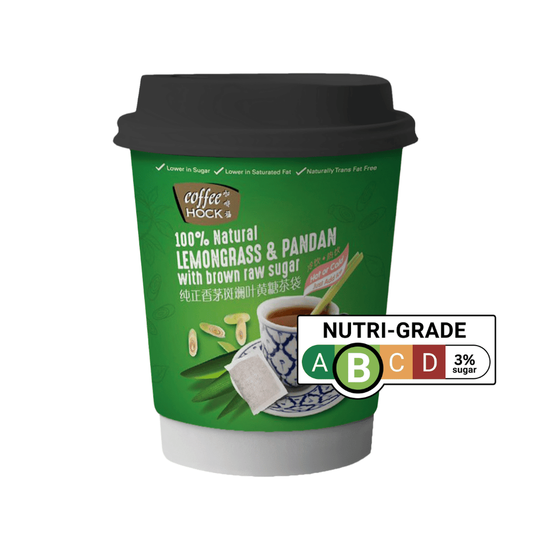 2-in-1 100% Lemongrass & Pandan Tea with Brown Raw Sugar Cup